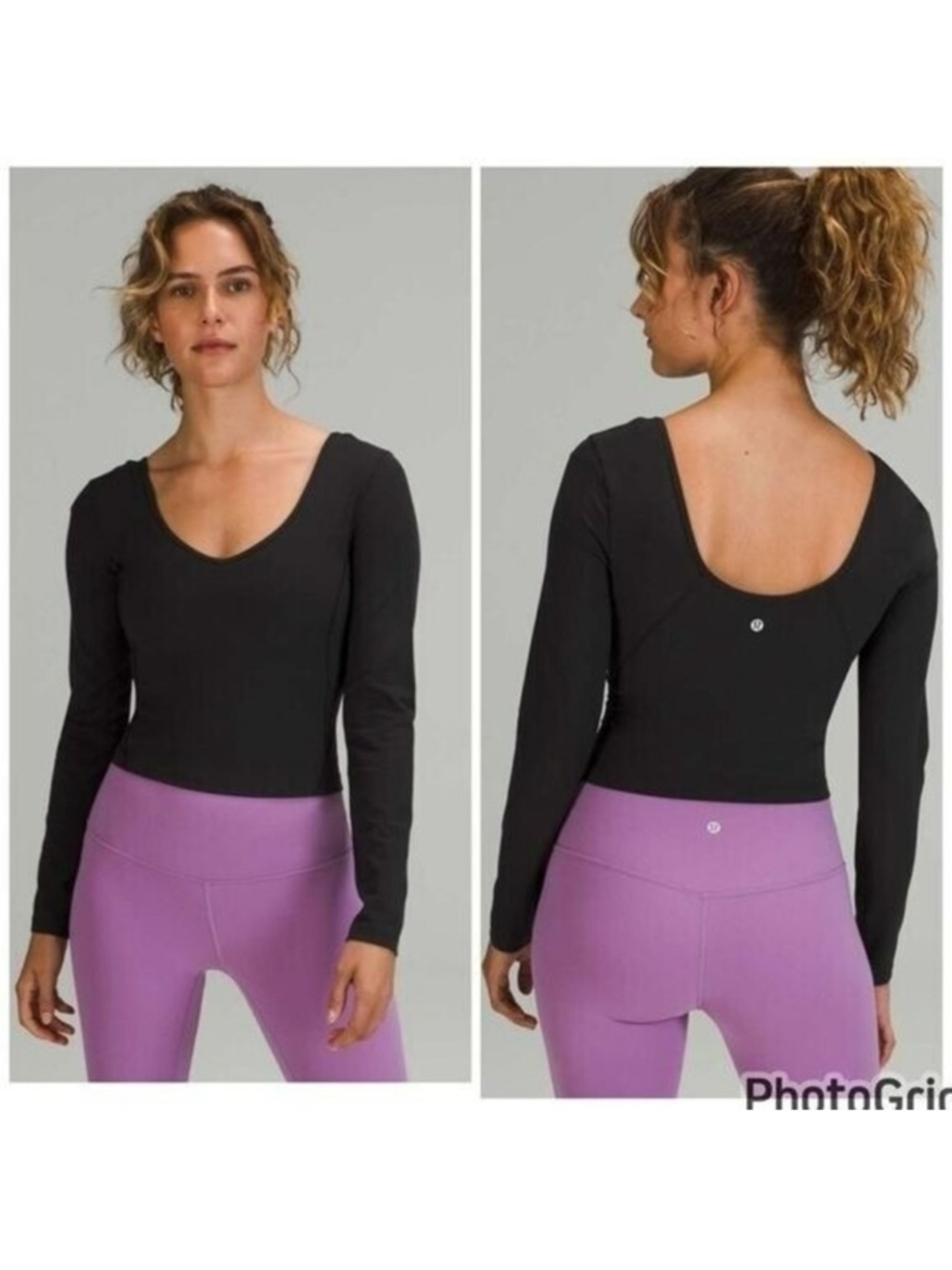 Lululemon Align Long Sleeve Shirt 
 Black Long-Sleeve Scoop-Back Top